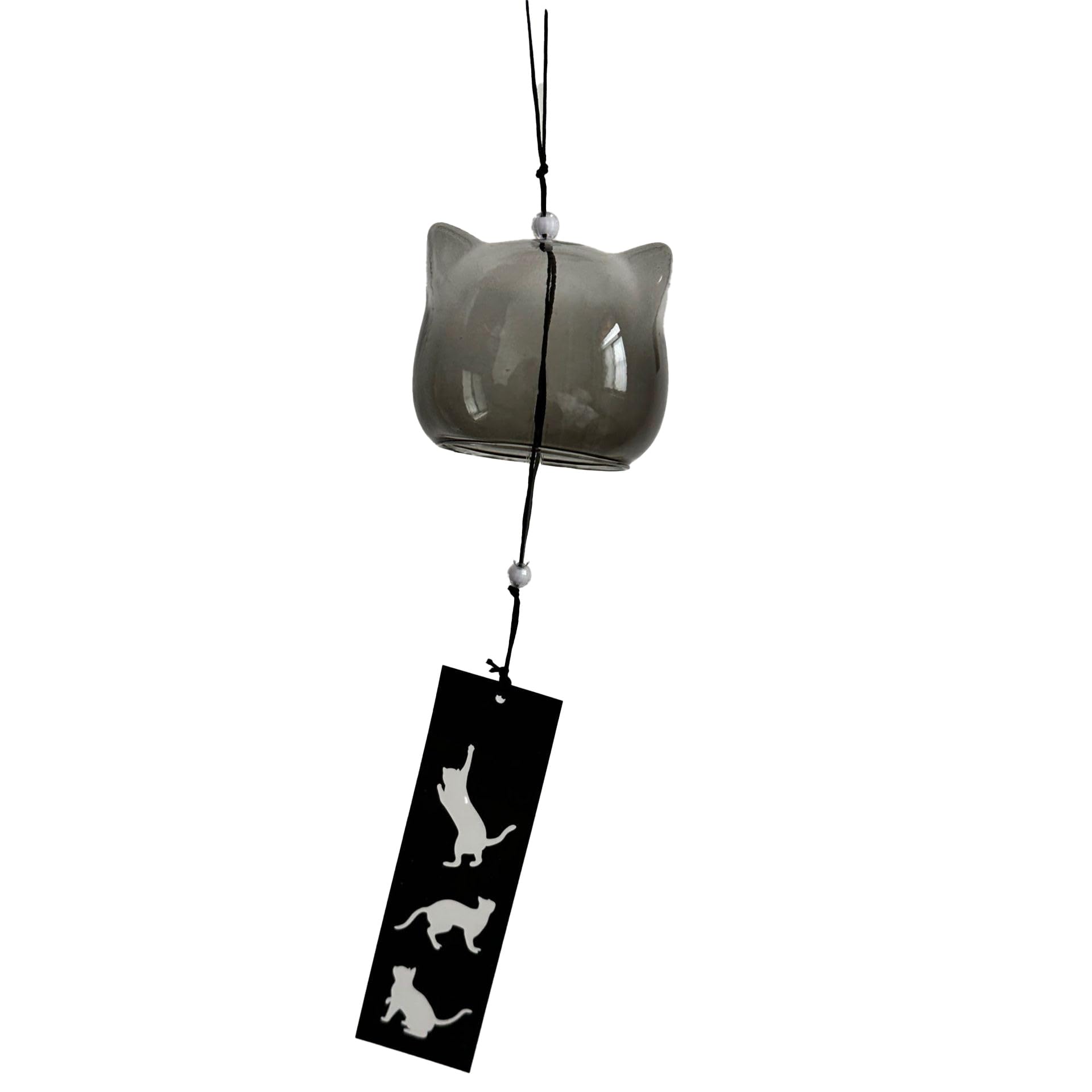 Wind Chime, Glass, Handmade Wind Chime, Stylish, Edo Wind Chime, Summer Tradition, Japanese Style, Cool Tone, Wind Chime, Goldfish, Clover, Morning Glory, Cat Included, Christmas Present, Gift (Cat, :