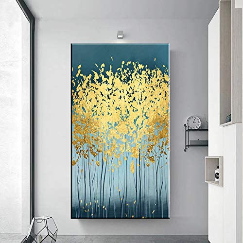 Impression HD image abstraite arbre doré art mural sur toile de qualité pour salon raffiné - 4