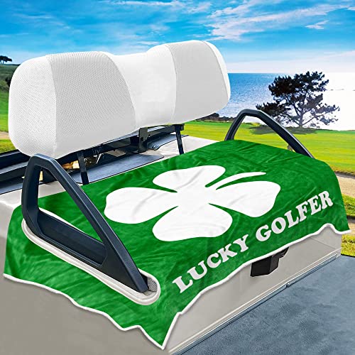 YOKYHOM Golf Cart Seat Covers, Green Golf Cart Seat Towel Blanket Keeps Seat Cool and Clean, 100% Microfiber, 51''x 31'' Golf Cart Accessories for EZGO, Yamaha, Club Car and More 2-Seat Golf Carts