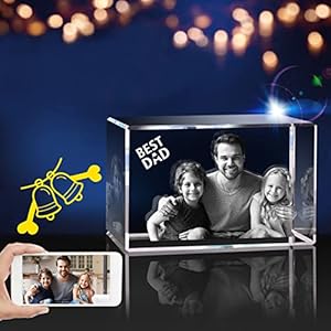 3Dpixdance 3D Crystal Photo, Personalized Gifts with Your Own Photo for Dad, Grandpa, Customized Gift for Christmas…