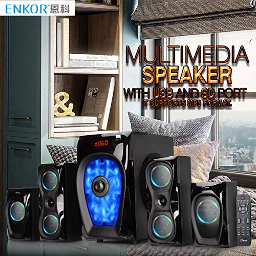 Image of 4.1 Channel Home Theater Speaker System Bluetooth Satellite PC Gaming Speakers Group Set 50W Surround Sound DIY Subwoofer SD /FM /USB /HDMI Amplifier 18W 3D Stereo Karaoke Kit TV Speakers EK4942