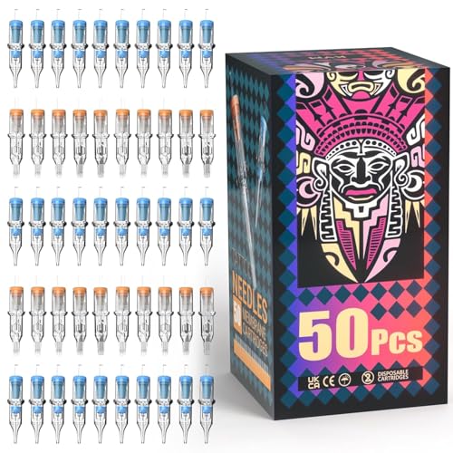 KVM Tattoo-Kartuschen-Nadel Set 50 Stück Gemischte RL RS RM Kartuschen Schwarz für Anfänger Professionelles Tattoo-Zubehör
