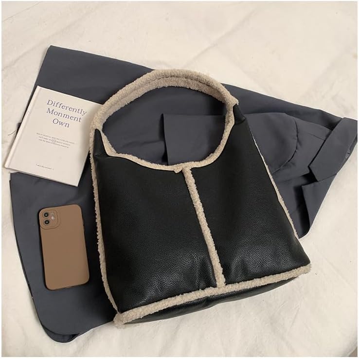 Faux Shearling Tote Bag for Women, Fashion Fleece Chic Fuzzy Handbag Shoulder Purse Y2K Casual Day Bag Tote - Image 7