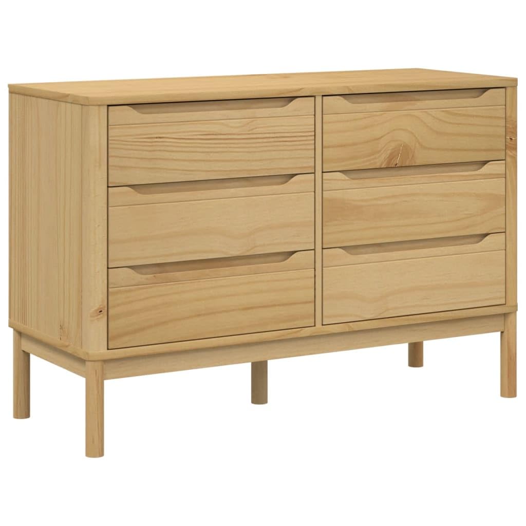 vidaXL Cómoda cajonera Floro Madera Maciza de Pino marrón Cera, cajonera, Mueble de Almacenamiento, Mueble aparador, cajoneras, archivador