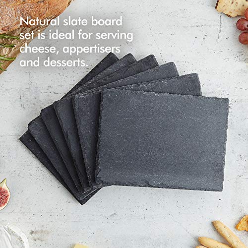 VonShef Leiplaten 6-delige set - serveerplaten kaasplanken tapas dienblad - borden van 100% natuurlijke leisteen - 22 x 16 cm - ideaal voor het serveren van tapas, gebak, kaas en nog veel meer! - Image 4