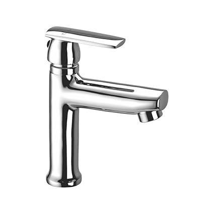 Cera Titanium F1003103 Stainless Steel Single Lever Pillar Cock High Neck with Aerator (Silver)