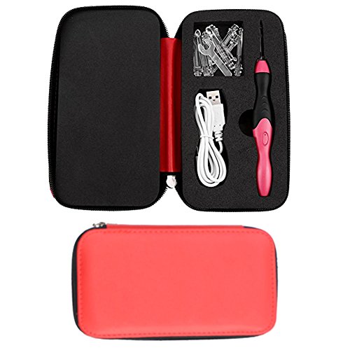 LED Lighted Ergonomic USB Rechargeable Crochet Hooks Set with Case Light Up Knitting Needles Kit - 9 Sizes - Thumbnail 3