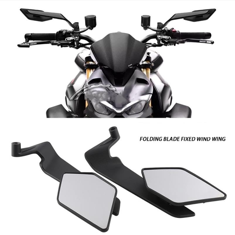 2 Pièces Rétroviseurs Moto pour Aprilia Tuono 660 2020-2024,Rétroviseurs Fixes Rotatifs à 360°,Rétroviseurs Plats Réglables,A
