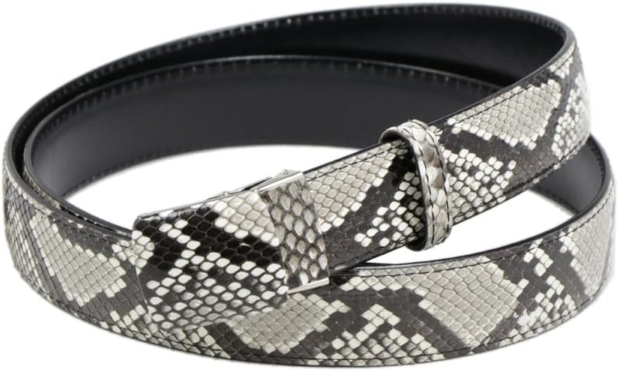 ベルト 本革 ダイヤモンド パイソン ヘビ 蛇 へび 牛革 ３.５cm幅 ラスター チョコ 日本製 蛇革 くるみバックル ベルト パイソン ニシキヘビ ナチュラルカラー 本革 紳士ベルト シンプル 3839