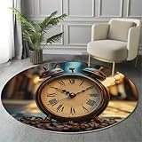 ALTCIRNMD 3D Printed Round Carpet Brown Street Alarm Clock Anti-Slip Mats Retro Art Bedside Floor Mat Home Decor Rugs For Bedroom Hall Kitchen Living Room Kids Room Doormat,160Cm - Image 4