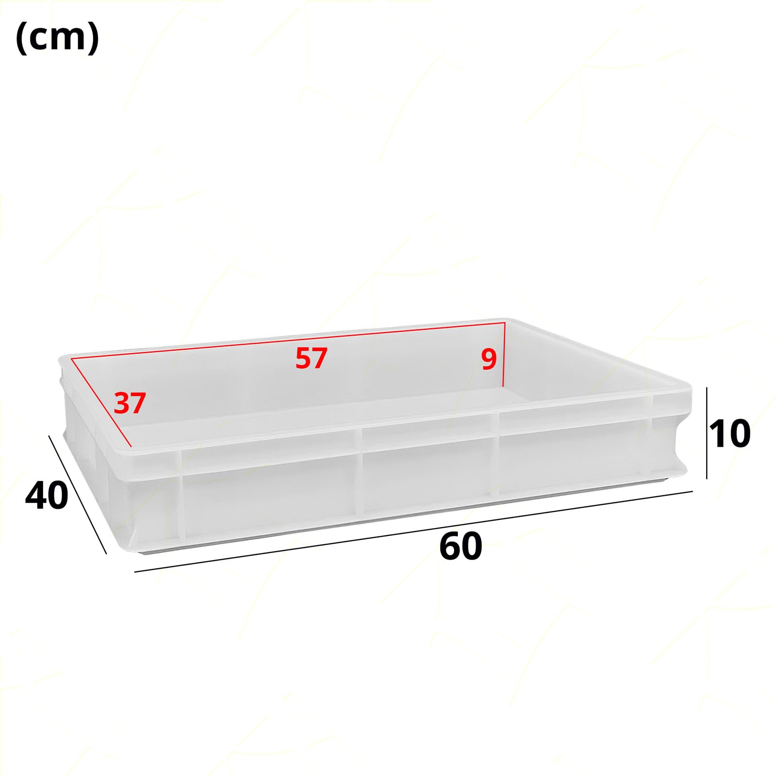 Sicignano Casalinghi Vaschetta Cassetta Service per Impasti 60x40x10h cm con Fondo e Pareti Chiuse, Capacità 19 litri, Impilabile, Bianco, Polietilene Alimentare Lavabile in Lavastoviglie