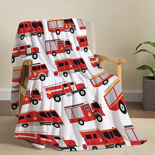 Image of Fire Truck Fleece Throw Blanket - Super Soft, Cozy Flannel, Air Conditioning, 80x60 in for Adults