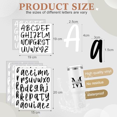 Image of Humyoun 6 Sheets UV Dtf Cup Wrap Name Stickers for Water Bottles Waterproof Vinyl Decals Personalized Custom Lettering Gift Stickers for Cups Love 14-40oz Tumbler Mugs DIY Craft (Black+White)