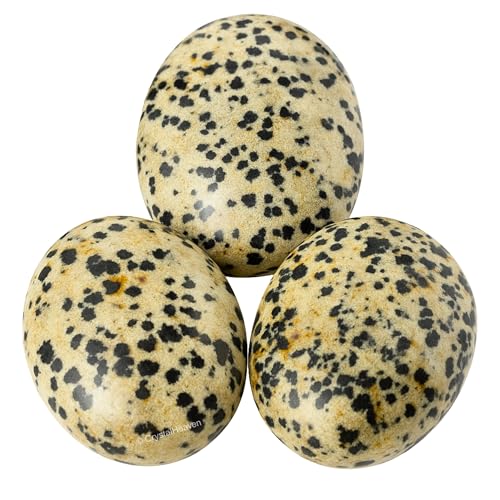 Image of Crystal Heaven Certified Dalmatian Jasper Crystal Palm Pebbles for Anxiety Stress Relief Massage - AAA Grade Original Healing Gemstone Agate Palm Stone for Yoga Meditation Spiritual Reiki Feng Shui