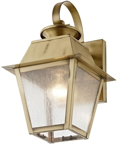 Miniatura 3 de Livex Lighting 2162-29 Linterna de pared transitoria para exteriores de una luz de Mansfield Collection en Pwt, Nckl, B/S, acabado Slvr, peltre