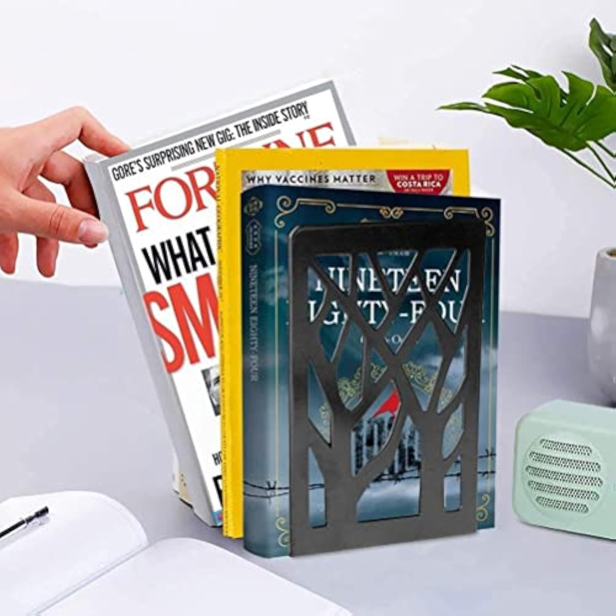 Metal Non-Slip Bookend Bracket for Heavy Books