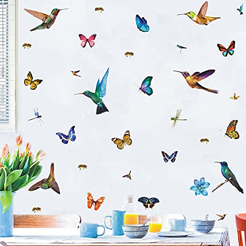 Vinilos decorativos de mariposas y colibríes 32 piezas miniatura 4