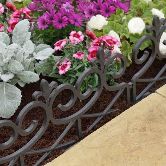 Garden Mile 4pc Decorative Garden Edging Plastic Scroll Fence Panels Flower Border Pathway Ornate Stake Fencing Panels Edging for Garden Flower Beds, Patio & Pavement Edge 40x60cm-image-16