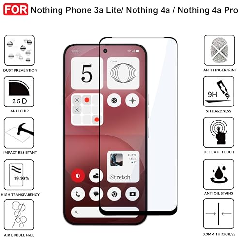 Image of CEDO Tempered Glass for Nothing Phone 3a Lite / Nothing Phone 4a / Nothing Phone 4a Pro | Screen Protector Full HD Quality Tempered Glass Anti-Scratch Edge to Edge Coverage with Easy Installation Kit (Black)