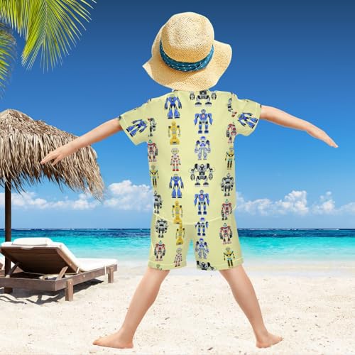 Image of visesunny Boys Hawaiian Shirt and Short Set Summer Outfit Kids 2 Piece Clothes Set 3-10Y