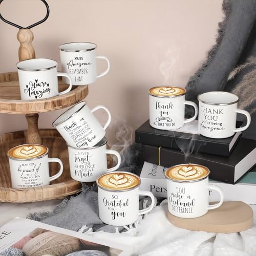Set de 10 tazas esmaltadas blancas de 12 oz miniatura 4
