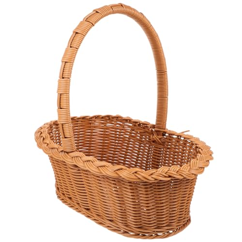 Totority Shopping Basket Serving Bread Basket for Countertop Made Wicker Vintage Natural Large Hand Multifunctional Woven Fabric Handles Seagrass Rustic Flowers Bread Gathering Handmade Pp