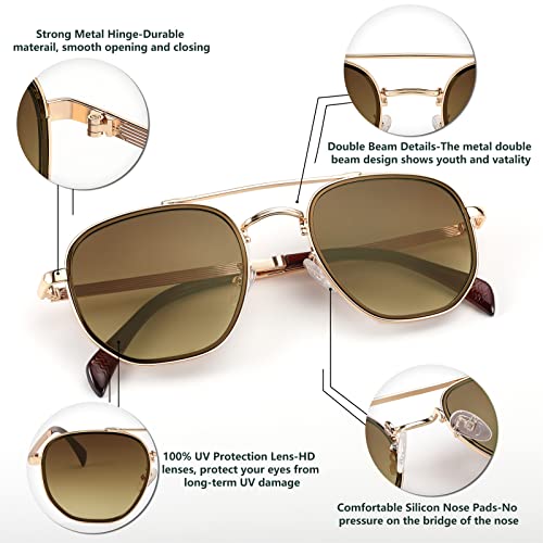 FEISEDY Sunglasses Aviator Men Women 70s Sun Glasses Square Frame UV400 Protection B29534