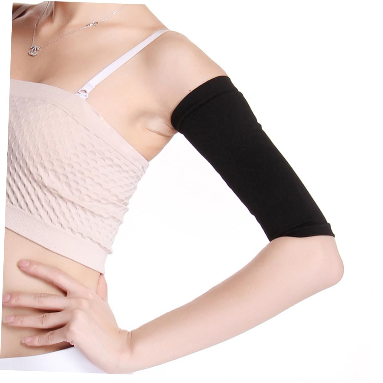 Manicotti Compressione Braccia 1 Paio in Fibre Acriliche per Adulti | Nero, Leggeri e Discreti Sotto i Vestiti, per Fitness e Passeggiate al Parco