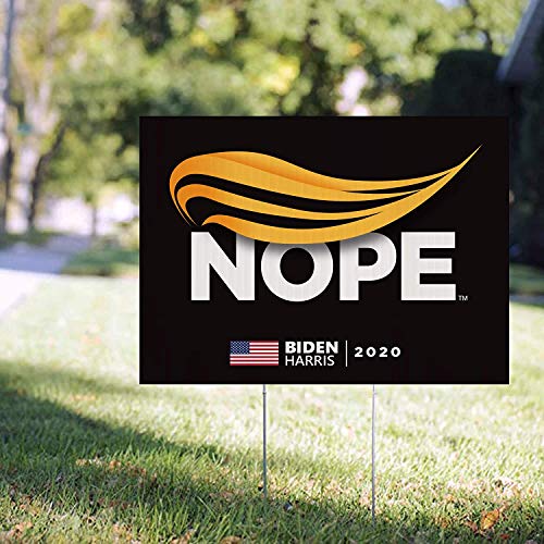 Massimiliano Incas Anti Trump Yard Sign, Joe Biden 2020 Campaign Yard Sign, Trump Nope Sign, Joe Biden 2020 Political Sign, Large 18" x 24", Includes Lawn H-Stake, Waterproof, Printed Front & Back