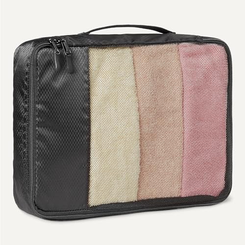 Image of Amazon Essentials 8-Piece Packing Cubes Travel Accessories Set, Luggage Organiser with Double Zip, rPET Construction, Space-Saving Design, Black