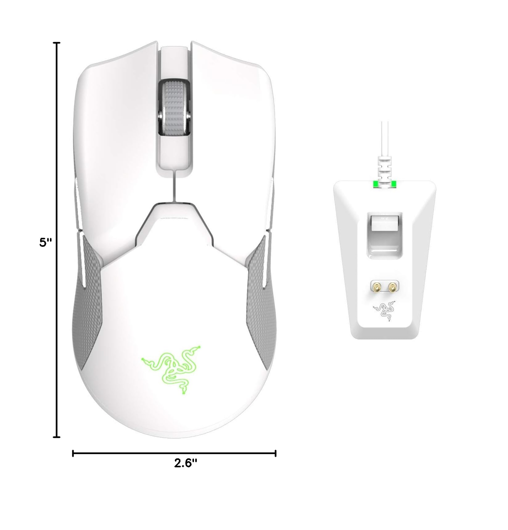 Razer Viper Ultimate Lightest Wireless Gaming Mouse & RGB Charging Dock Mercury, RZ01-03050400-R3M1 (Renewed)