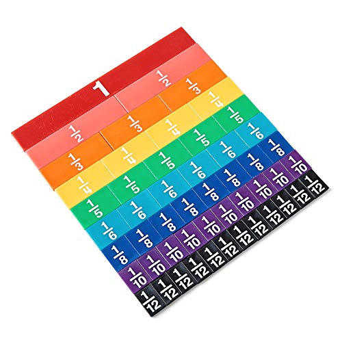 Image of hand2mind Plastic Rainbow Fraction Tiles, Montessori Math Materials, Fraction Manipulatives, Unit Fraction, Fraction Bars Math Manipulatives, Fraction Games, Homeschool Supplies (Set of 51) | Fraction Equivalency, Bar Model Manipulatives, Math Materials, Teacher Supplies for Math Classroom, Math Manipulatives