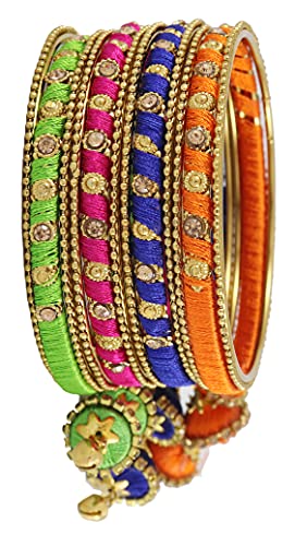 Image of NMII Fabric & Metal and Zircon Kada Set for Women & Girls