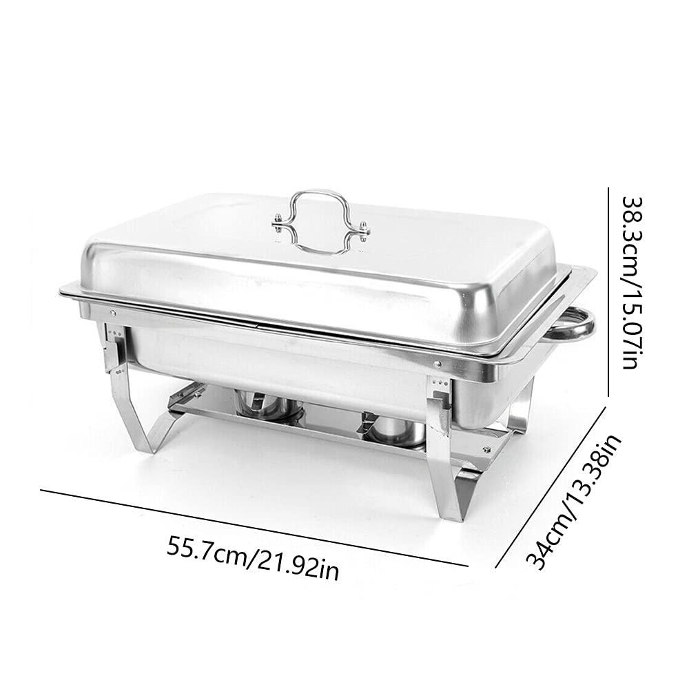 Scaldavivande da ristorante, fornello rettangolare da buffet con 2 padelle di dimensioni medie e telaio pieghevole, utensili da portata da 7,5 l, per ristorante, catering, feste, matrimoni