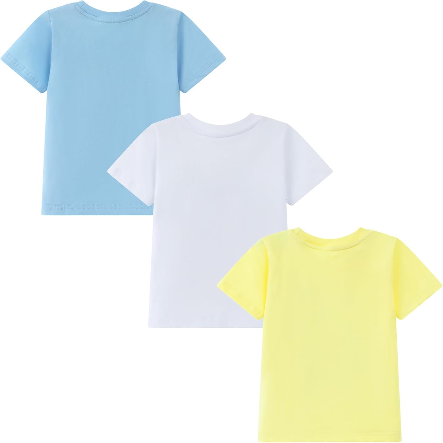 HILEELANG Toddler Boy Short Sleeve Tee Shirts Summer Cotton Casual Graphic Crewneck Tshirt Packs - Image 3