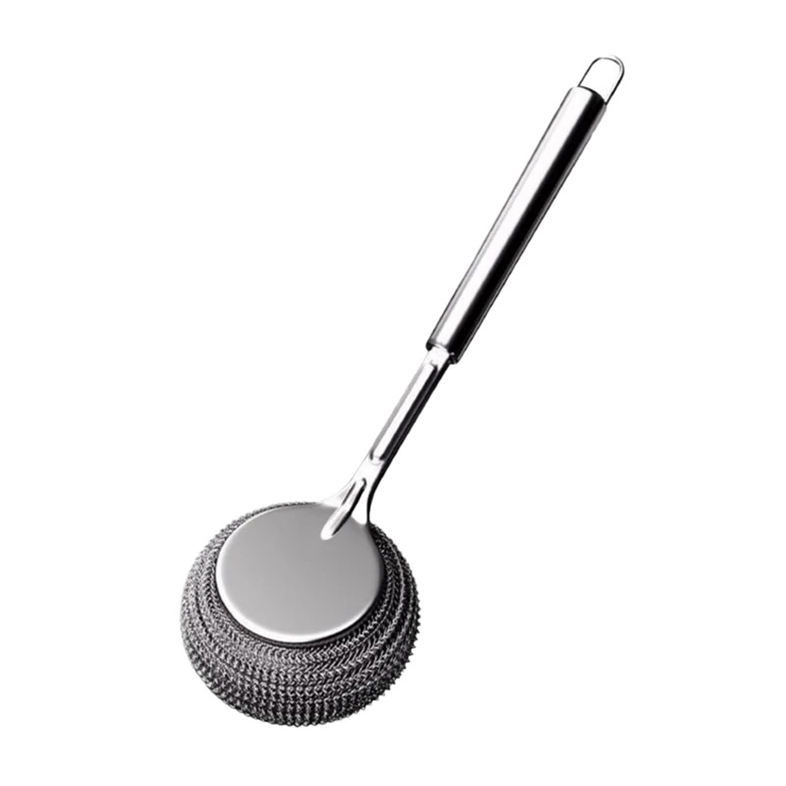 Dish Brush Pot Brush 304 Stainless Steel Kitchen Special Washing Wool Ball Long Handle Dish Cleaning Tools(Brush)