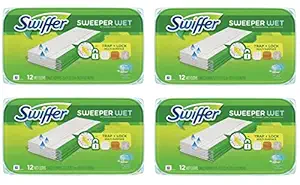 Sweeper Wet Mopping Pad Refills for Floor Mop Open Window Fresh Scent 12 Count - 4 Pack