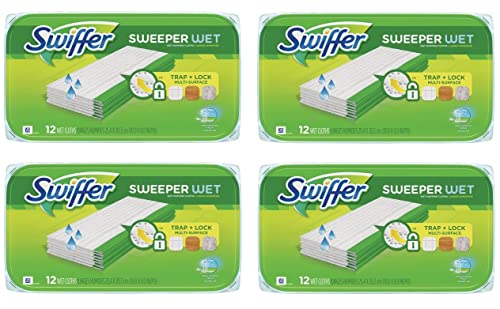 Sweeper Wet Mopping Pad Refills for Floor Mop Open Window Fresh Scent 12 Count - 4 Pack