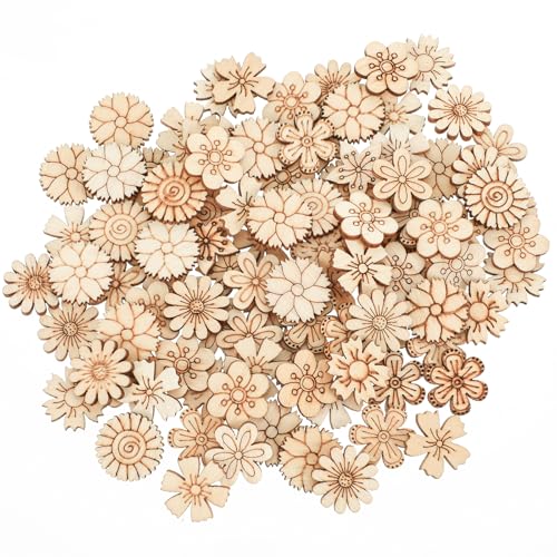 100 Stück Unlackierte Holzblumen Hochzeitsdeko Tisch Holz Blumen...
