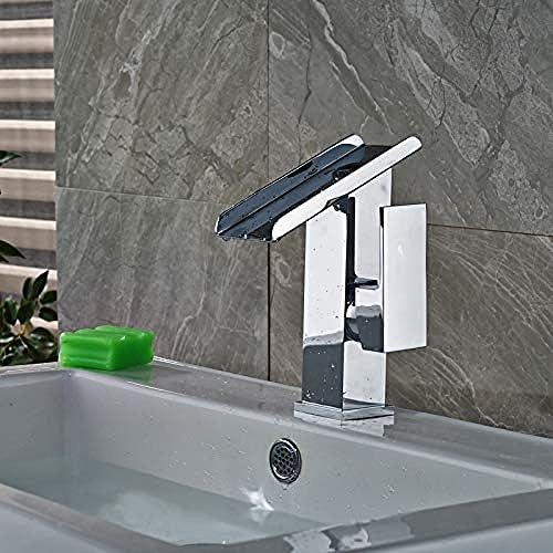 Mitigeur d'évier eau chaude et froide monotrou avec bec cascade pour cuisine et bain