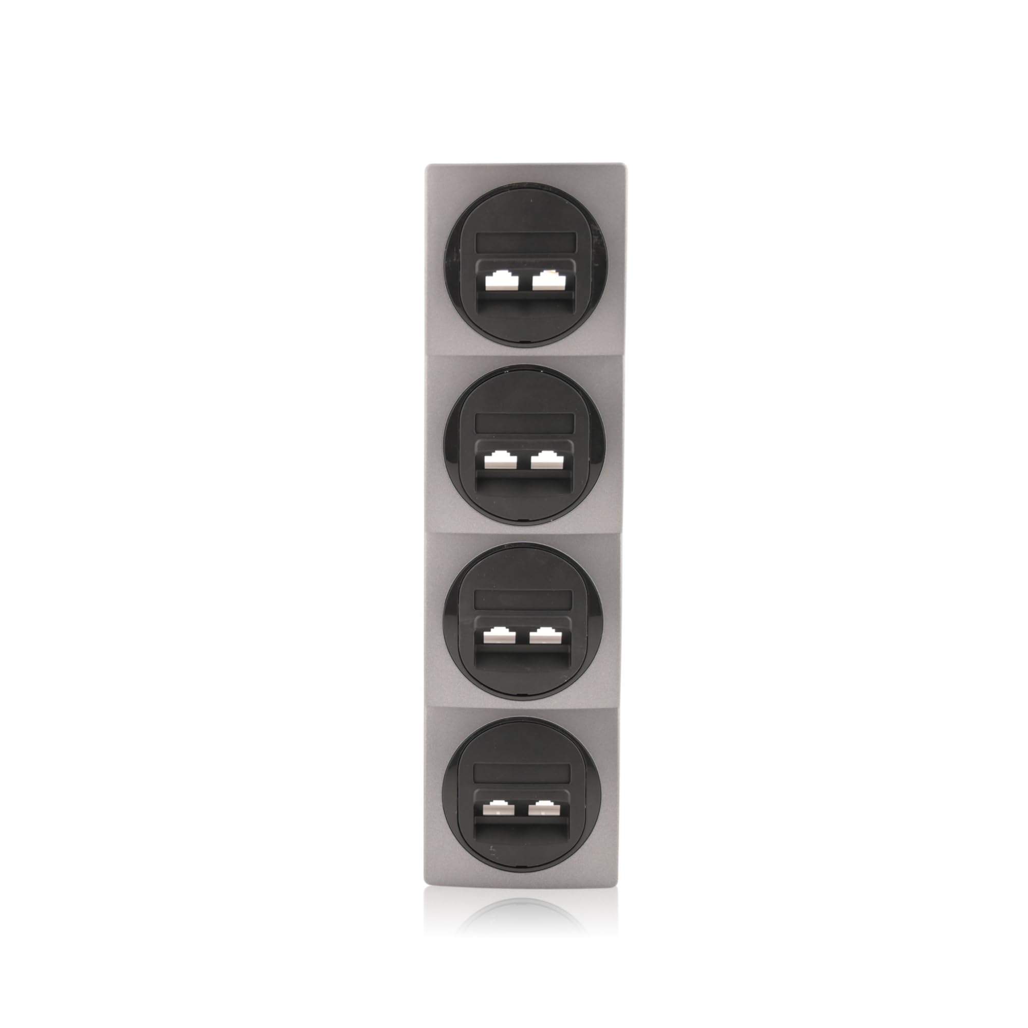 Set 4x Datenbuchse Schwarz 2xRJ45 Cat 6 FTP Ø60mm & 4fach Rahmen Anthrazit/Schwarz 80x293mm vertikal