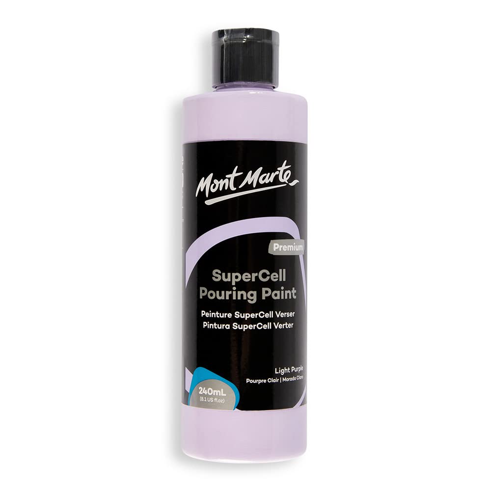 Mont Marte Light Purple Supercell Pouring Paint Premium 8.1 Us Fl.oz (240Ml) – Paint Bottle, Creates Instants Cells In Fluid Art, Ideal For Art, Craft, Pour Art