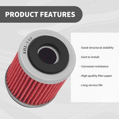 Image of AHL 143 Oil Filter 3UH-E3440-00 Compatible with Yamaha TTR125LE 124 2017 TTR225 225 2000-2004 TTR230 223 2005-2017 2020 TW125 125 1999-2004 TW200 196 2007-2020 XC125TR Cygnus R 125 1995-2003,2 pack
