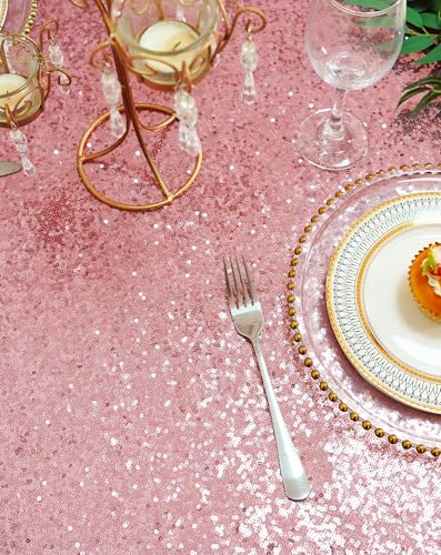 Image of Eternal Beauty Fuchsia Pink Tablecloth, 50x80 Inch Sequin Rectangle Table Cover for Mother's Day Cake Dessert Exhibition Party Birthday Events