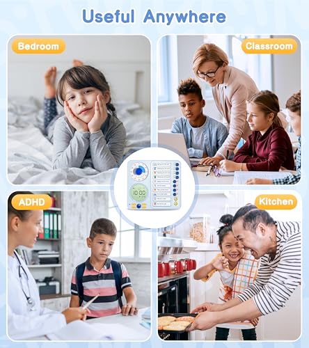 Image of 3-in-1 Visual Timer Task Timer with Chore Chart Board, ADHD Tool for Kids Adults Visual Schedule for Kids with Autism, Daily Checklist for Home, School, Classroom, Desk, Chore Chart