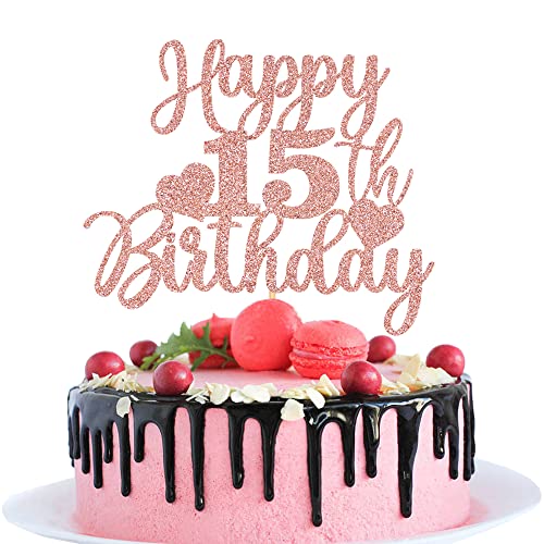 Bd1 Noeutabs Happy 15Th Birthday Cake Topper-Rose Gold 15Th Birthday Cake Topper-Cheers 15 Years Old Glitter Letter Party Decoration (15) (Kk-180) #TOP2