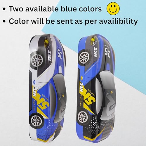 Image of ZAFCO Metal Car Pencil Box for Kids | Compass for Boys | Two in One Pen Box for Students | Car Geometry for School | Pencil Box for Boys | Birthday Return Gift 1 Unit (Blue-Twin)
