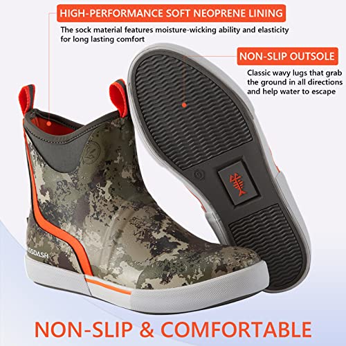 BASSDASH Men’s 6" Waterproof Deck Boots with Breathable Lining Anti-slip Neoprene Rubber Ankle Rain Boots for Fishing Boating3