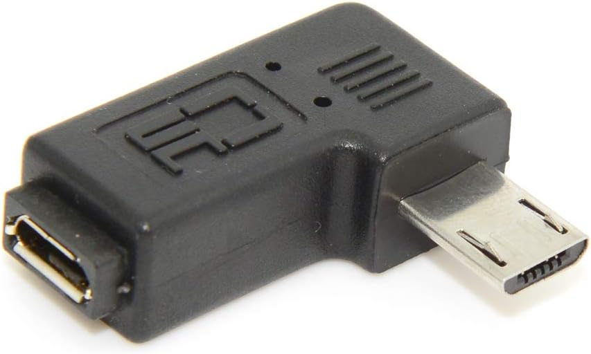 HDMIHOME 9mm Long Connector 90 Degree Right Angled Micro USB 2.0 5Pin Male to Female M to F Extension Adapter