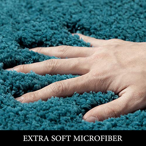 Miulee Teal Bathroom Rugs Non Slip Bath Mat 24'' X 44'' Shaggy Soft Bath Rug Plush Microfiber Absorbent Water For Shower Tub Machine Washable (Teal, 24X44 Inches) #TOP1